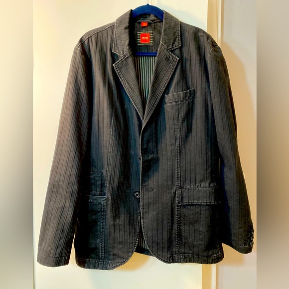 Men’s Hugo Boss brand blazer 42/L* faded black with nice detailing